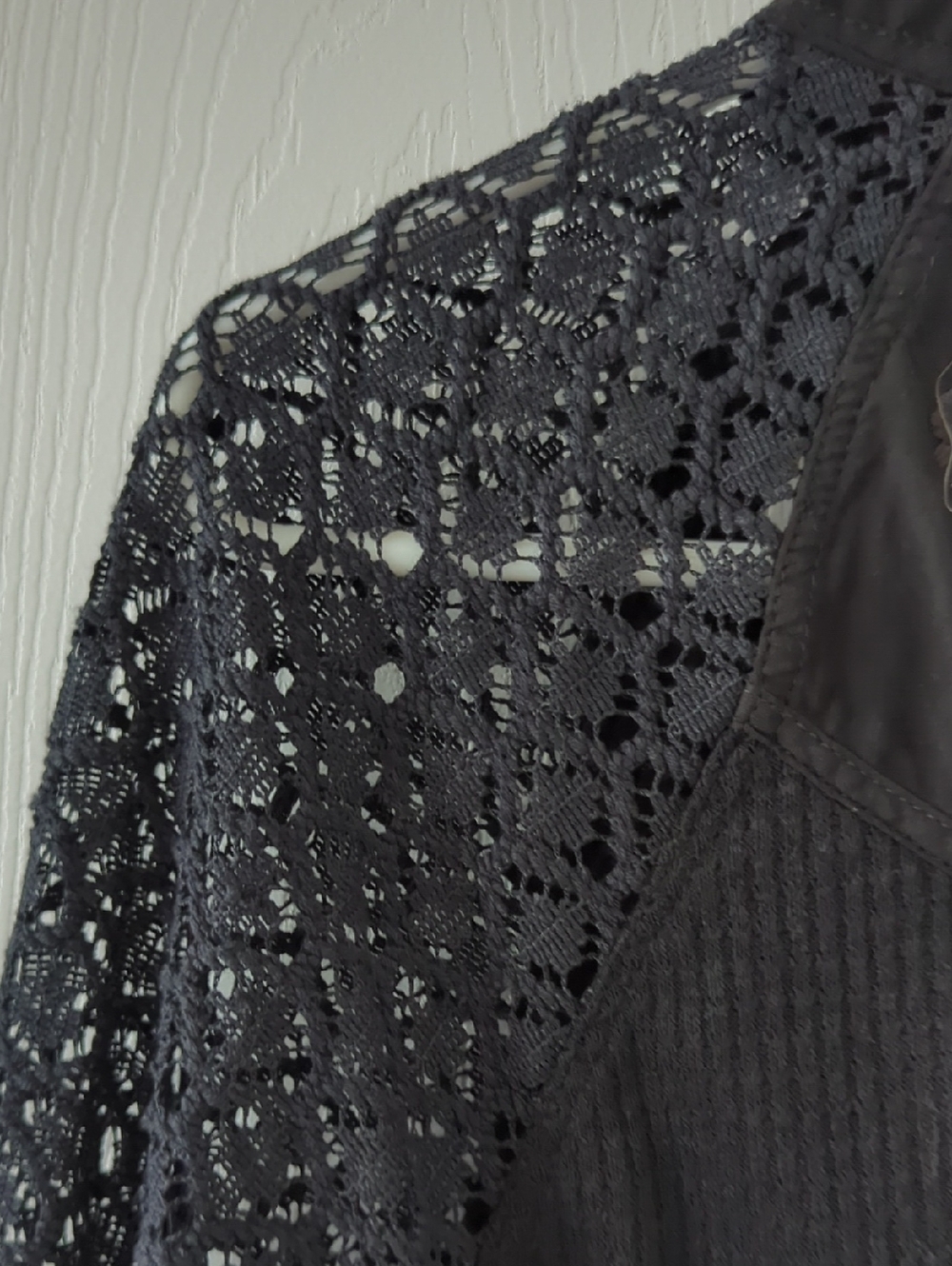 Free People Black Lace Long Sleeve Mock Neck Top - Picture 10 of 11